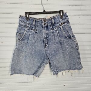 Brittania 80s Vintage High-waisted Acid-Wash Denim Cut Off Shorts Women's Size M